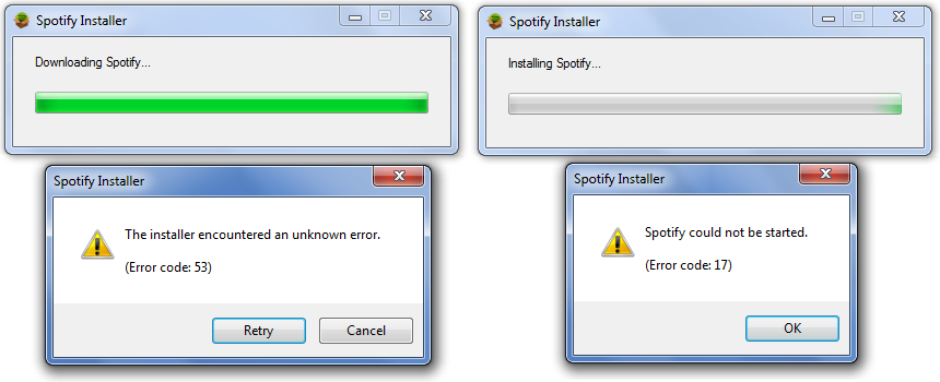 Spotify install error code 53
